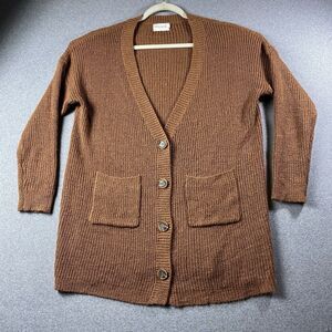 Dreamers Button Cardigan Knit Size S Brown